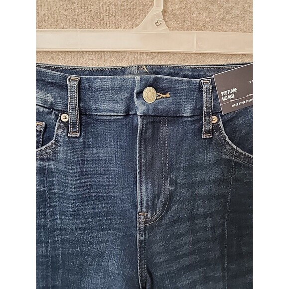 Express 70s Flare Mid Rise Flex Hyper Stretch Jeans Womens M Short 6 8 10 NEW - Picture 3 of 11